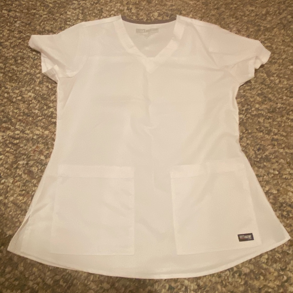 White scrub top